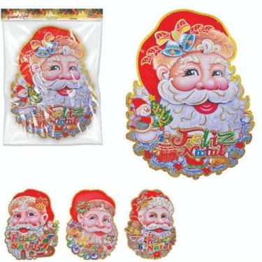 Imagem de Painel Rosto Papai Noel De Papel 33,5 X 25Cm Em Relevo - Art Christmas