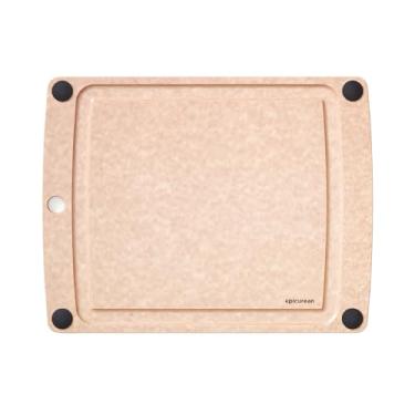 Imagem de Epicurean Tábua de corte multifuncional com pés antiderrapantes e sulcos para suco, 36,8 cm x 28,6 cm, natural/preto