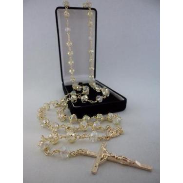 Imagem de Terço cristal aust. furta cor 8x6mm esp. - folh. ouro - armazem