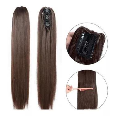 Imagem de Cabelo Ondulado Castanho Escuro Rabo De Cavalo 150g Aplique - dk