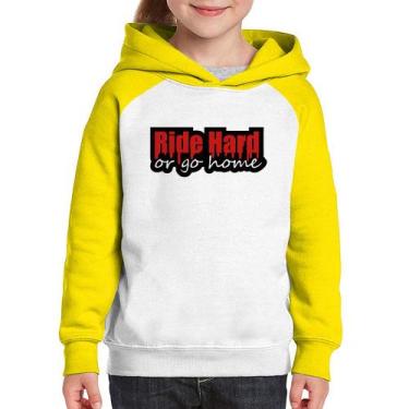 Imagem de Moletom Infantil Ride Hard or go home - Foca na Moda, Branco, Amarelo,