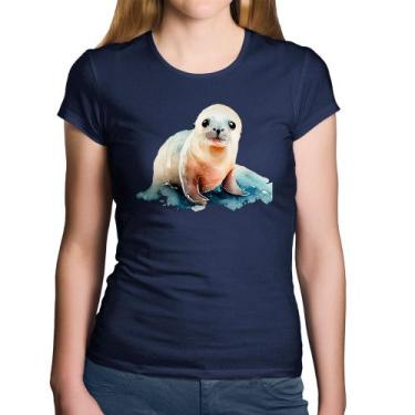 Imagem de Baby Look Algodão Foca Bebê - Foca na Moda, Marinho, GG