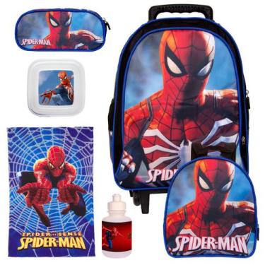 Imagem de Mochila Infantil Menino Rodinha Spider Man Passeio + Toalha - TOYS 2U