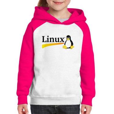 Imagem de Moletom Infantil Linux - Foca na Moda, Branco, Rosa, 10