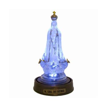 Imagem de Luminária Imagem Nossa Senhora De Fátima Rosário com Luzes de LED Azul