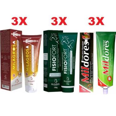 Imagem de Super Combo 3 Pomada Milagrosa + 3 Fisio Fort + 3 Mil Dores - Bio Inst