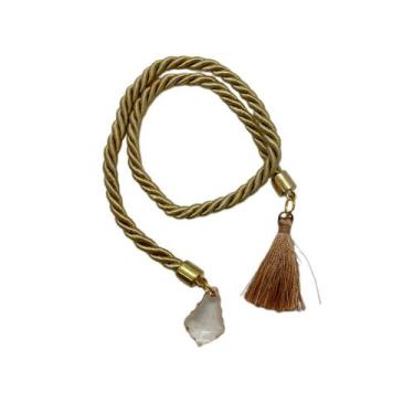 Imagem de Cordão Decorativo - Dourado Pompom e Pingente - 32cm - 1 unidade - Riz