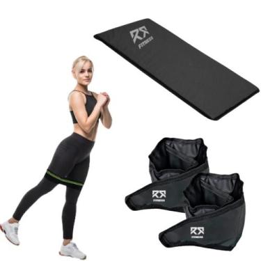 Imagem de Kit Colchonete + Par Caneleira Tornozeleira De Peso + Mini Hip Band El