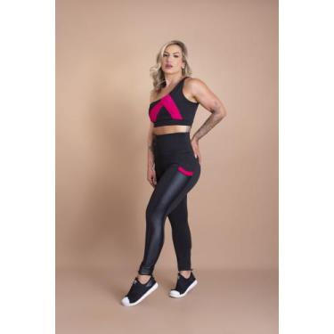 Imagem de Conjunto Fitness Feminino Calça Legging Cintura Alta Com Bolso Lateral