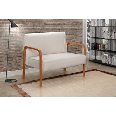 Imagem de Namoradeira Anita Sofá 2 Lugares Moderna Braço Madeira - BELLA DECOR