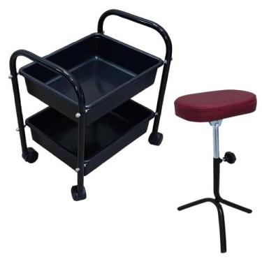 Imagem de Kit Carrinho Auxiliar 2 Band Manicure + Apoio De Pé Parapé - RENOVAR M