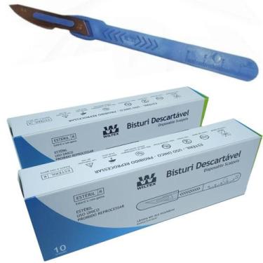 Imagem de Bisturi Descartável Para Incisões Curativos Suturas Cx. com 20 Unidade