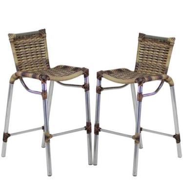 Imagem de 2 Banqueta Alumínio Fortaleza Alta Para Balcão, Cozinha, Área - Trama,