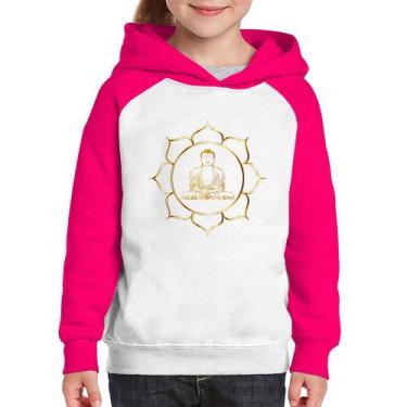 Imagem de Moletom Infantil Buda - Foca na Moda, Branco, Rosa, 8