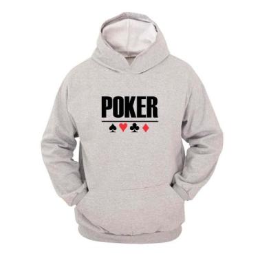 Imagem de Moletom Masculino Canguru Com Capuz Estampa Poker - Ragor, P, Cinza