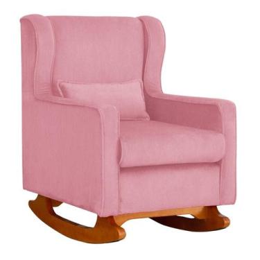 Imagem de Poltrona Aurora Para Amamentação Suede Rosa - Belliv Decor