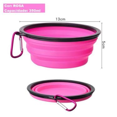 Imagem de Pote Tigela Comedouro Bebedouro Retrátil Pet Cães Gatos - Ninabag, Ros