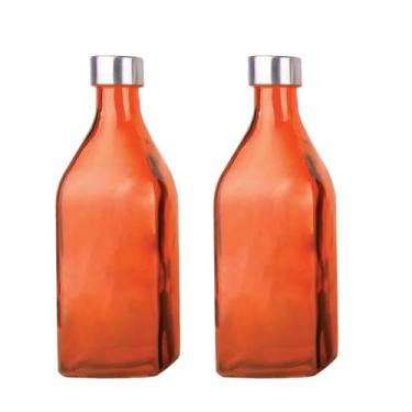 Imagem de 2un GARRAFA DE VIDRO TAMPA INOX SCOTCH ÁGUA SUCO VERMELHO - Tuut