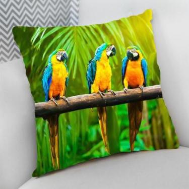 Imagem de Almofada Decorativa Cheia c/ Zíper 25x25cm Arara Azul - Deluzz