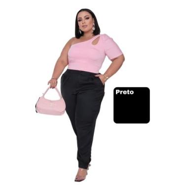 Imagem de Cropped Plus Size Um Ombro Só Mula Manca Bojo Lycra Elegante - On.shop