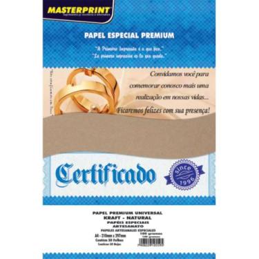 Imagem de Papel KRAFT Folha Natural 180G A4 - Pacote com 50 Folhas - Masterprint