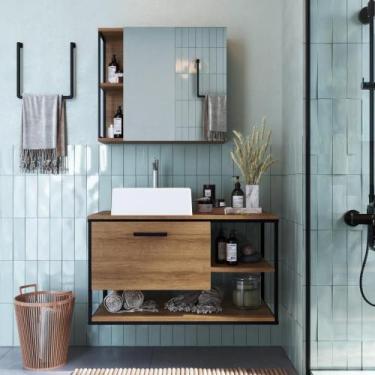 Imagem de Conjunto para Banheiro Industrial com Gabinete, Cuba e Armário com Esp