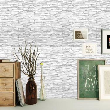 Imagem de Papel de Parede Autocolante Pedra Canjiquinha Branca 310x58cm - Papeld