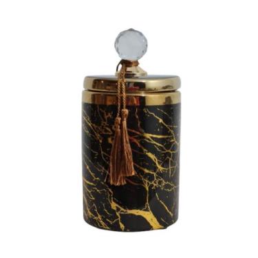Imagem de Potiche Caixa Maior  Formosa Preto detalhes Dourado - LUXdecor Casa e 