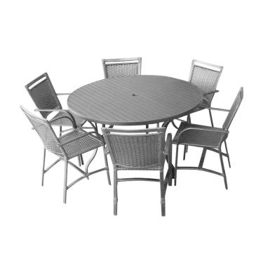 Imagem de Conjunto Mesa Redonda 1,40cm Com 6 Cadeiras Betta Em Alumínio Área Externa Preto