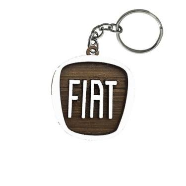 Imagem de Pacote 50 Chaveiro 3d Marca Fiat com Argola 4cm Mdf Madeira Decorada -