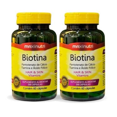 Imagem de Kit 2 Biotina Pantotenato de Cálcio Tiamina e Ácido Fólico 60 Cápsulas