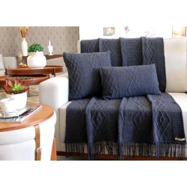 Imagem de Manta Xale Tricot para Sofa 150x90cm +2 Capa de Almofada C5 - USUFRUTO