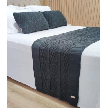 Imagem de Manta Peseira Tricot Cama King 260x60cm +2 Capa de Almofada C1 - USUFR