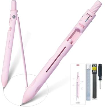 Imagem de Lápis mecânico com ferramenta geométrica de bússola, inclui lápis, bússola, régua, borracha conjunto 4 em 1, desenho de círculos, desenho, ferramentas de matemática para crianças, professores,