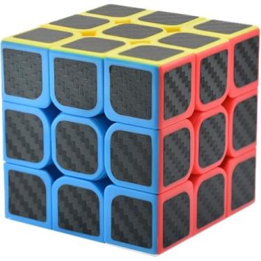 Imagem de Professional Speed Magic Cube Carbon Fibre Stickers 3x3, Black