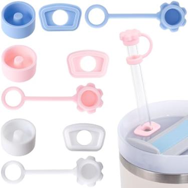 Imagem de SmallCat 3 conjuntos de tampas à prova de derramamento, tampas de cobertura de canudo de silicone de 10 mm, inclui tampas quadradas de derramamento, plugue redondo à prova de vazamento, capa de canudo