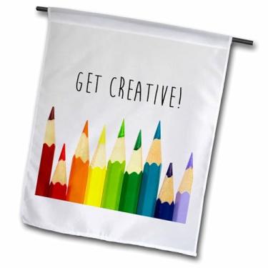 Imagem de 3dRose fl_236336_1 Bandeira de jardim com lápis de cor criativo, 30 x 45 cm