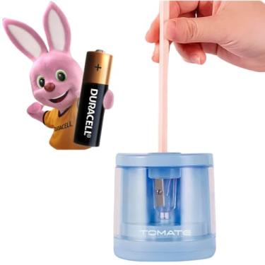 Imagem de Apontador Elétrico de Lápis Automático com Depósito Removível + 2 Pilhas de Cortesia (Azul Bebê)