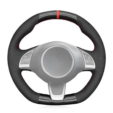 Imagem de MEWANT Capa de volante de carro de fibra de carbono brilhante + camurça costurada à mão para Fiat Abarth 500 500C 2013-2017