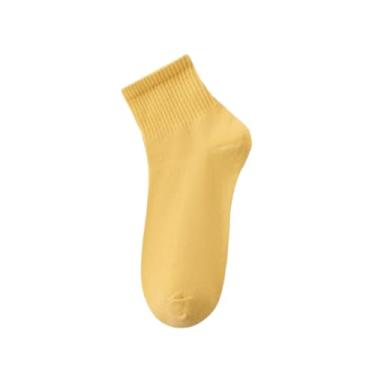 Imagem de chanstore 3 pares - Meias femininas de cor sólida para primavera e outono de algodão puro para estudantes japoneses esportes e lazer cor curta - amarelo leite