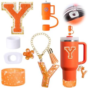 Imagem de Mity rain Conjunto de acessórios de copo laranja de 6 peças para copo Stanley Cup de 850 g 1,134 g com alça, incluindo tampa de cobertura de palha e bota, tampa à prova de derramamento, pingente de