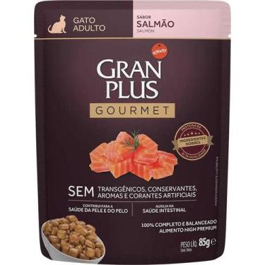 Imagem de Ração Úmida Granplus Gatos Adultos Sachê Sabor Salmão 85g - MOGIANA - 