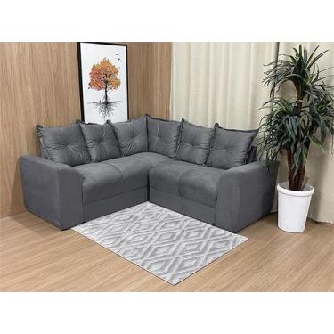Imagem de Sofá de Canto 4 Lugares Belo em Suede - Veneza Estofados, Cinza