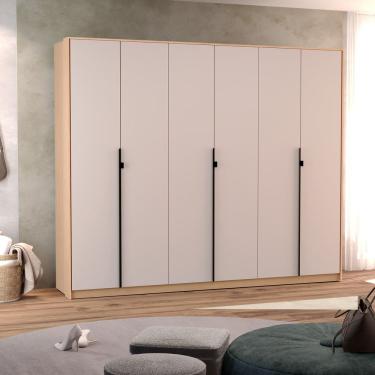 Imagem de Guarda Roupa Casal 6 Portas Hefesto Carvalho Marrom/Off White