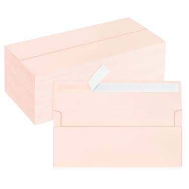 Imagem de LIKAJON Pacote com 200 envelopes empresariais nº 10, envelopes padrão rosa blush, autovedação, envelopes de correspondência comercial tamanho carta para cheques, faturas, declarações, aniversário,