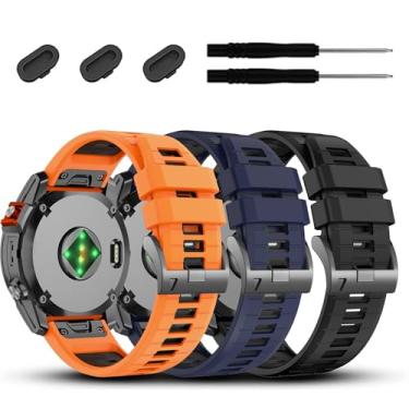 Imagem de ZPJPPLX Pulseira de relógio de 22 mm compatível com Garmin Fenix 7/7 Pro/6/6 Pro/5/5 Plus, pulseiras de silicone macias de ajuste rápido para smartwatch Forerunner 965 955/Approach S70 47 mm/Instinct