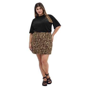 Imagem de City Chic Saia feminina plus size - Kyra Denim, Leopardo, 58
