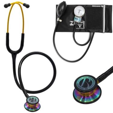 Imagem de Kit Estetoscópio BIC Eternity + Esfigmomanômetro Pamed Com Bolsa - Enfermagem e Medicina (BLACK RAINBOW)