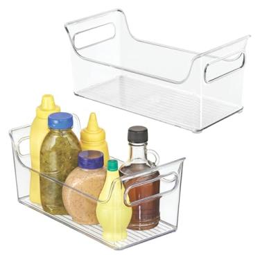 Imagem de Organizador de condimentos iDesign para geladeira – Caixas organizadoras de geladeira de plástico com alças, conjunto de 2, transparente