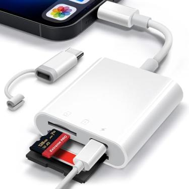 Imagem de PuavntView Leitor De Cartão SD Para Iphone/Ipad, Adaptador De Cartão Micro SD, Leitor De Cartão SD De Memória, Visualizador De Câmera De Trilha Para Iphone Ipad, Conecte E Jogue Branco